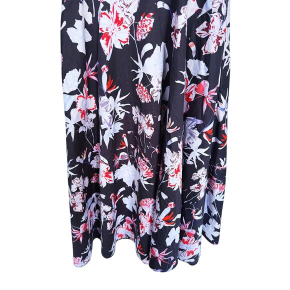 Jason Wu Floral One Shoulder Midi Dress 0 Black Wedding Guest Event Cocktail - Picture 5 of 12